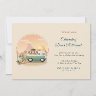 Invitación de jubilación para viaje en furgoneta c