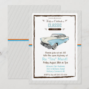 Invitación de jubilación retro de coche clásico