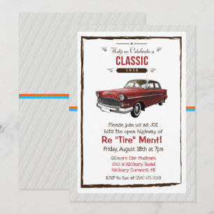 Invitación de jubilación retro de coche clásico