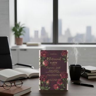 Invitación de Jubilación Rosa de Madera Oscura Tex