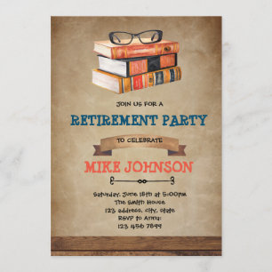 invitación de jubilación temática de libro de bibl