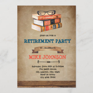 invitación de jubilación temática de libro de bibl