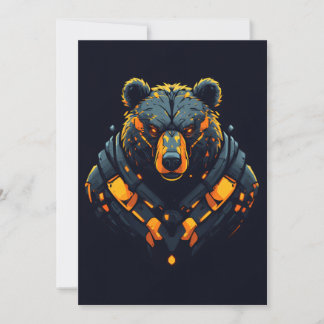Invitación de juego ciberpunk de oso mecha neón