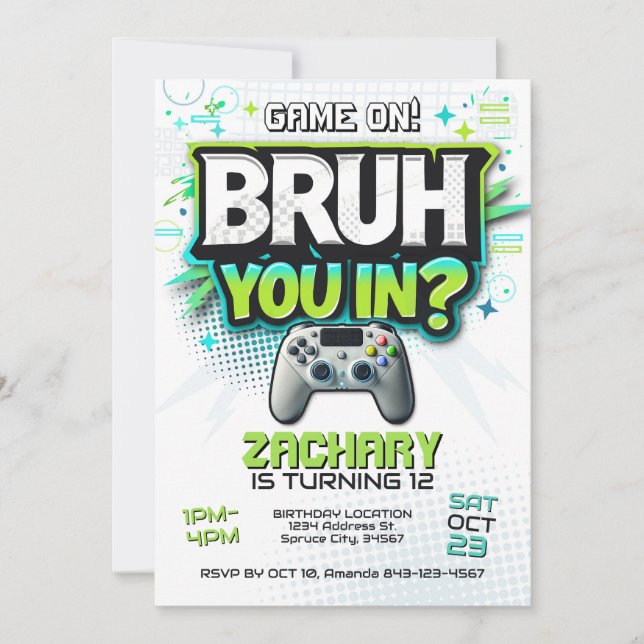 Invitación de jugador de Fiesta de videojuegos (Anverso)