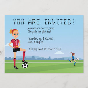 Invitación de jugador de fútbol Chica único Person