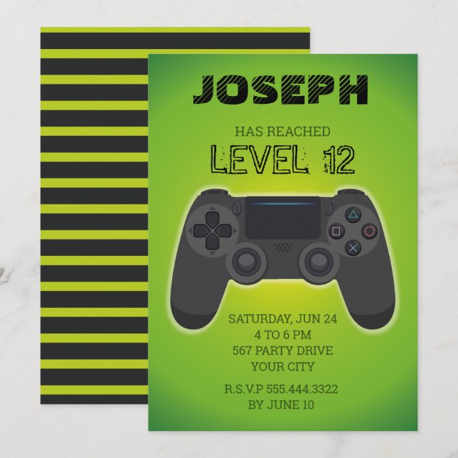 Invitación de jugador, nivel de videojuego avanzad (Anverso / Reverso)