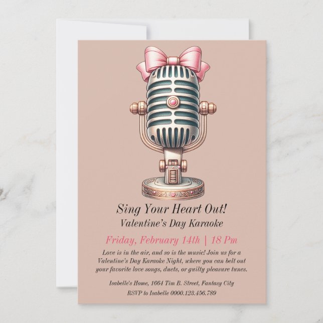 Invitación de Karaoke del Día de San Valentín (Anverso)