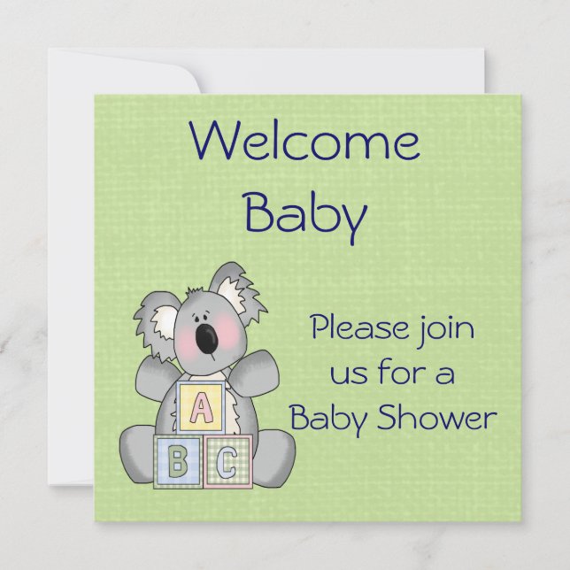 Invitación de Koala Baby Shower (Anverso)