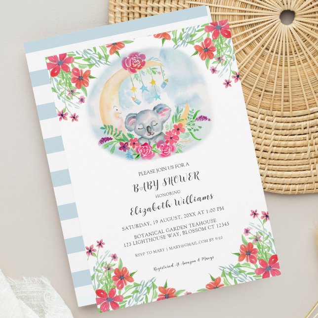 Invitación de Koala Bebé con Acuarela y Luna (Subido por el creador)