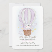 Invitación de Koala en Globo Aerostático Rosa