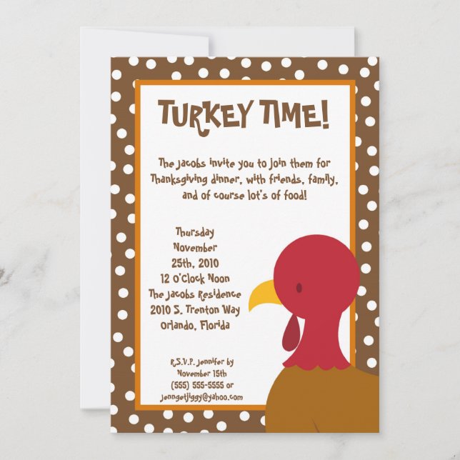 invitación de la acción de gracias de la comida de (Anverso)