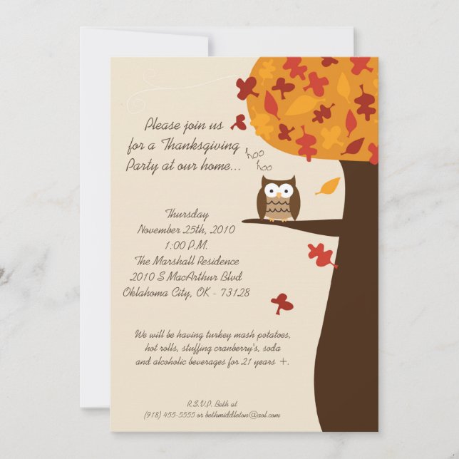 invitación de la acción de gracias de la cosecha (Anverso)