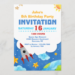 Invitación de la acuarela del espacio exterior