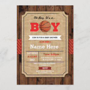 Invitación de la Baby Shower Blue Sports Wood