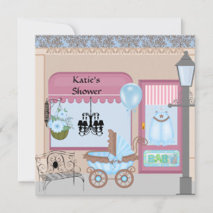Invitación de la Baby Shower victoriana a un niño