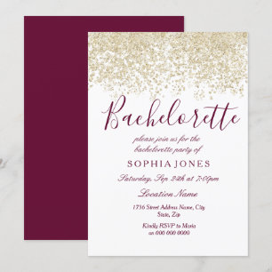 Invitación de la Bachelorette Party Gold Purpurina
