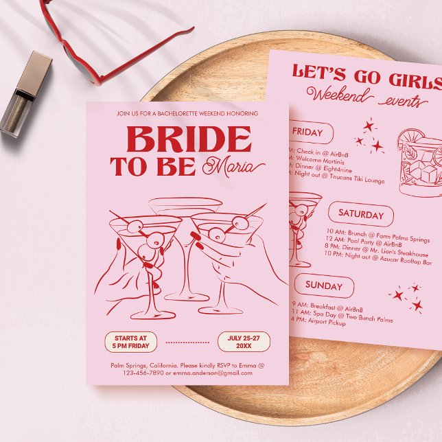 Invitación de la Bachelorette Pink Weekend Party (Subido por el creador)