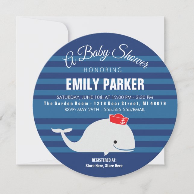 Invitación de la ballena el | Baby Shower (Anverso)