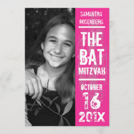 Invitación de la banda de rock Bat Mitzvah en rosa