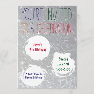 Invitación de la bandeja de pintura  Fiesta infant