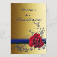 Invitación de la bendición con un rosa rojo del
