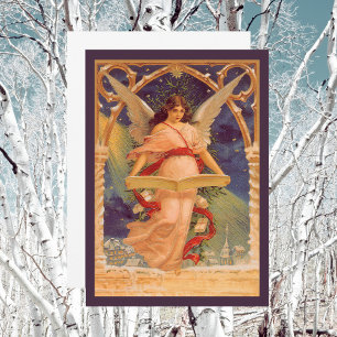 Invitación de la Biblia Angel Victorian de Navidad