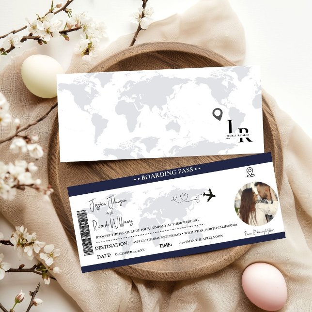 Invitación de la boda azul de la marina Billete de (Subido por el creador)