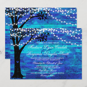 Invitación de la Boda Azul de Oak Tree de la caden
