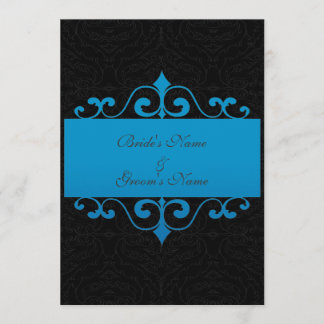 Invitación de la boda - azul y negro de océano en