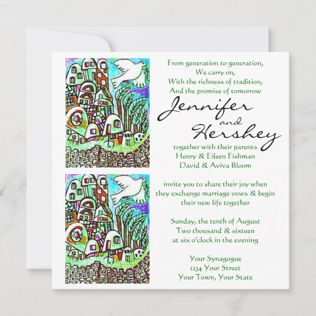 Invitación de la boda - ciudad de Israel - sabio (Anverso)