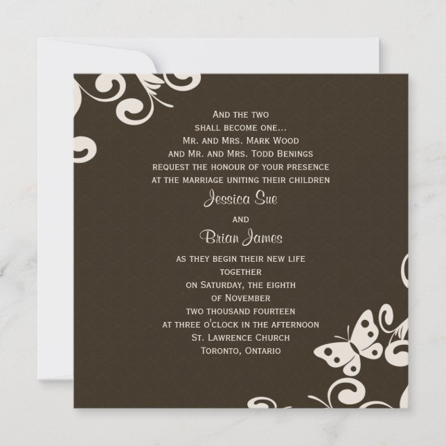 Invitación de la boda con la mariposa (Anverso)