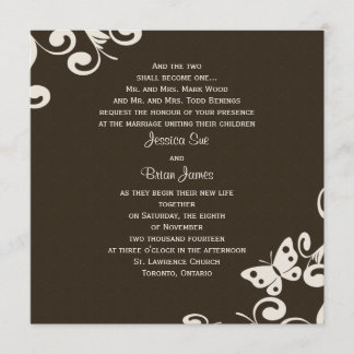 Invitación de la boda con la mariposa