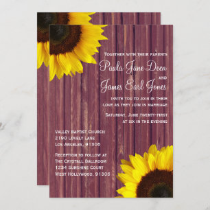 Invitación de la boda de Borgoña y del girasol