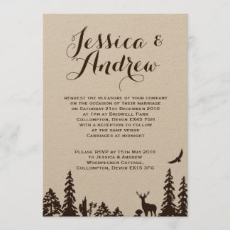 Invitación de la boda de Brown Kraft del arbolado
