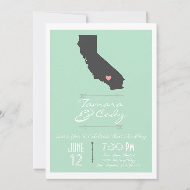 Invitación de la boda de California de la verde (Anverso)