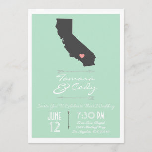 Invitación de la boda de California de la verde