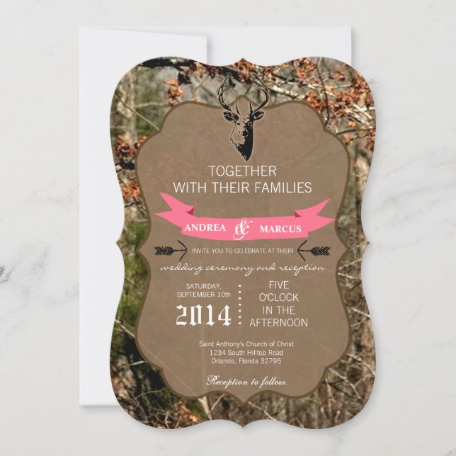 invitación de la boda de Camo de la cabeza del (Anverso)