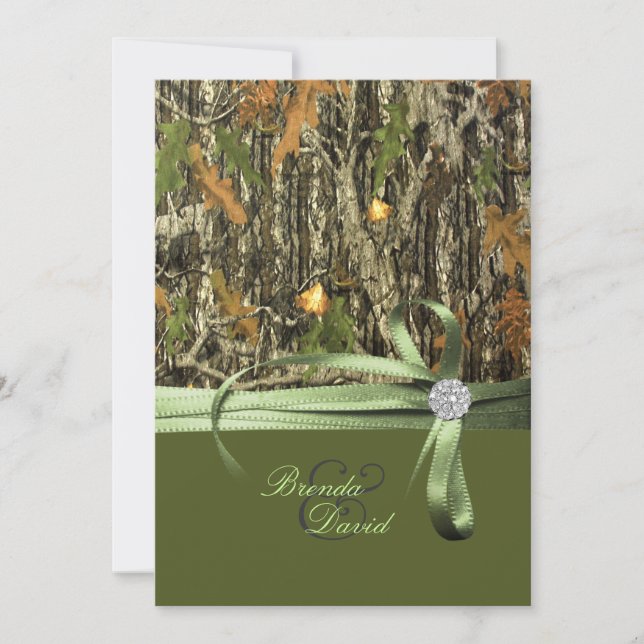 Invitación de la boda de Camo de la caza (Anverso)