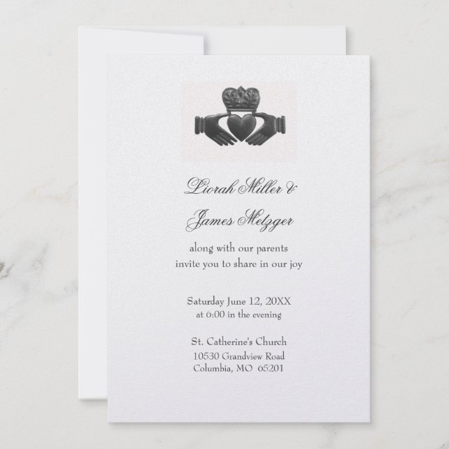 Invitación de la boda de Claddagh del irlandés (Anverso)