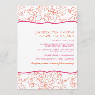 Invitación de la boda de Dalia (naranja y Fuschia)