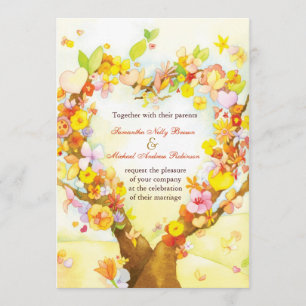 Invitación de la boda de la acuarela del árbol del