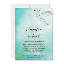 Invitación de la boda de la acuarela del colibrí