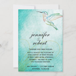 Invitación de la boda de la acuarela del colibrí