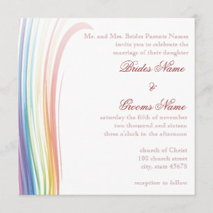 Invitación de la boda de la alegría del arco iris