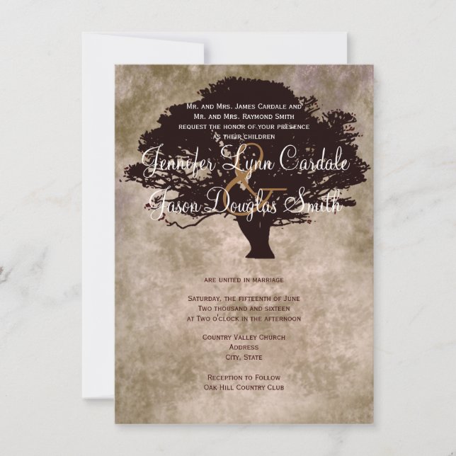 Invitación de la boda de la caída de la silueta (Anverso)