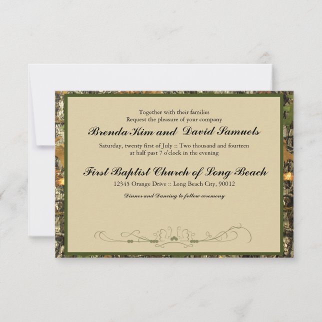 Invitación de la boda de la caza de Camo (Anverso)
