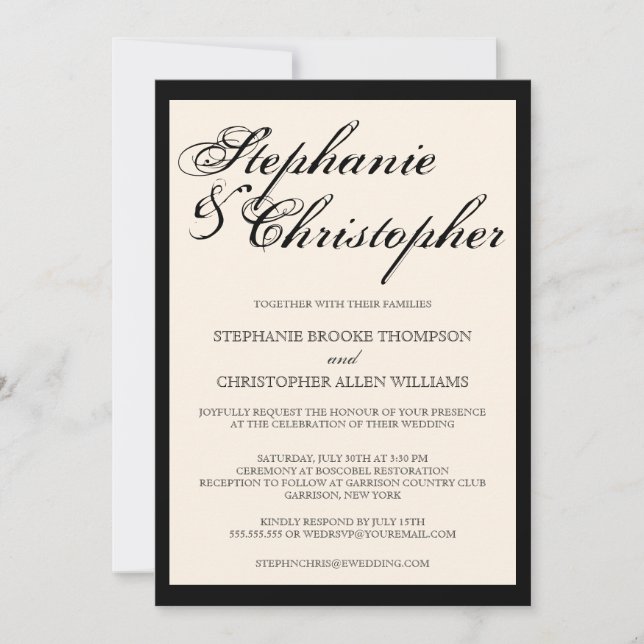 Invitación de la boda de la elegancia de la (Anverso)