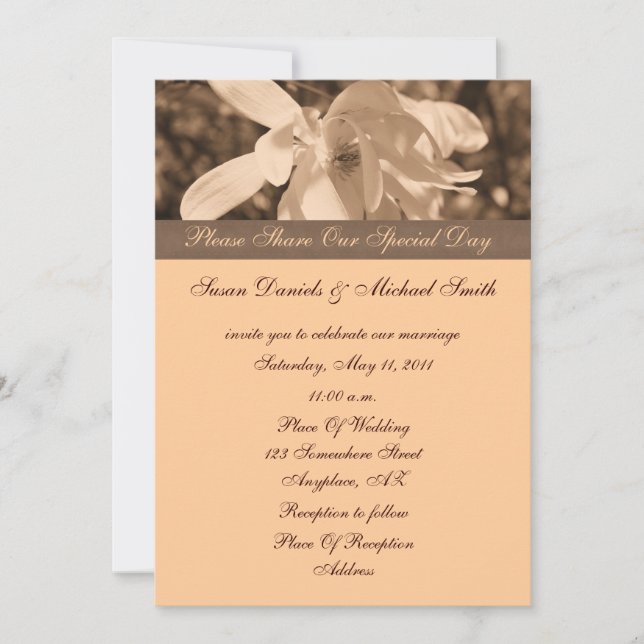 Invitación de la boda de la flor de la magnolia de (Anverso)