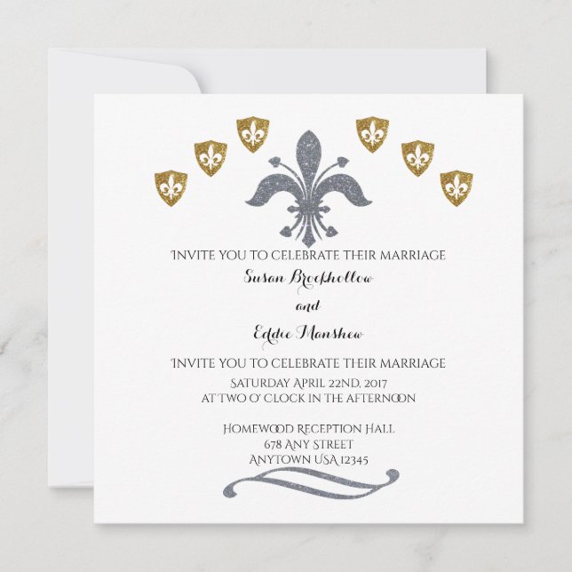 Invitación de la boda de la flor de lis de la (Anverso)