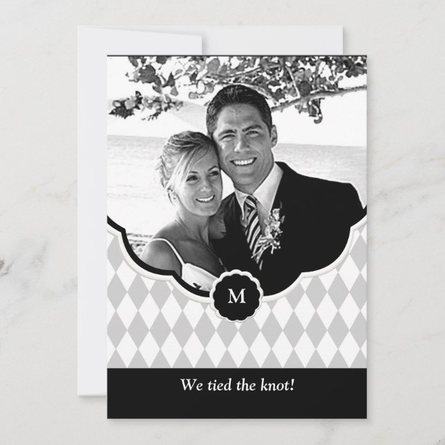 Invitación de la boda de la foto del monograma del (Anverso)